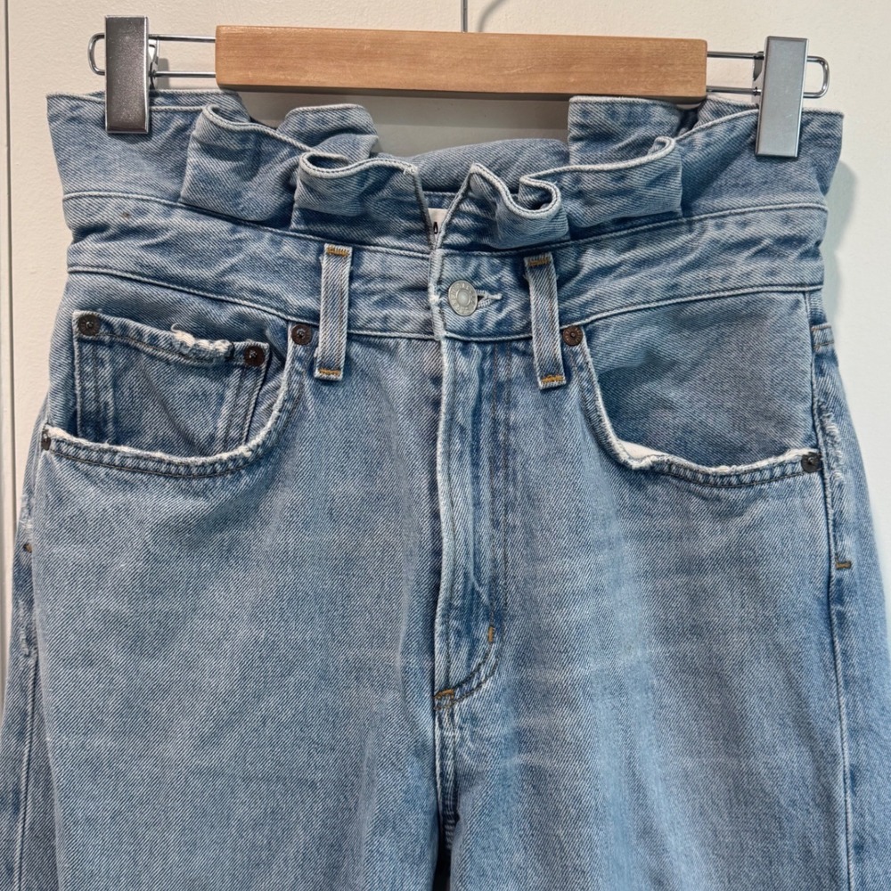 AGOLDE Lettuce Waistband Jean Light Wash Organic Cotton Straight Leg size 26 - Picture 6 of 11